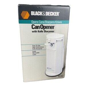 NEW VTG Black & Decker Can Opener, Knife Sharpener Model EC43 White Sealed Box
